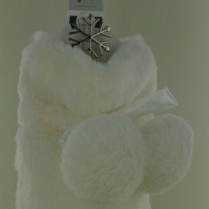 New Mix It Faux Fur Wine Bottle Bag with Snowflake Stopper - Soft Ivory